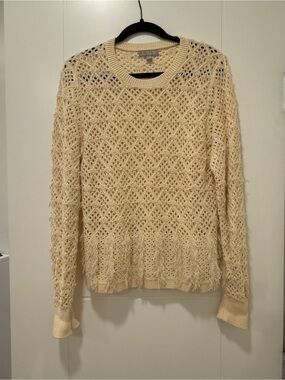 J. Crew Cream Open-Knit Summer Sweater - Women's Large